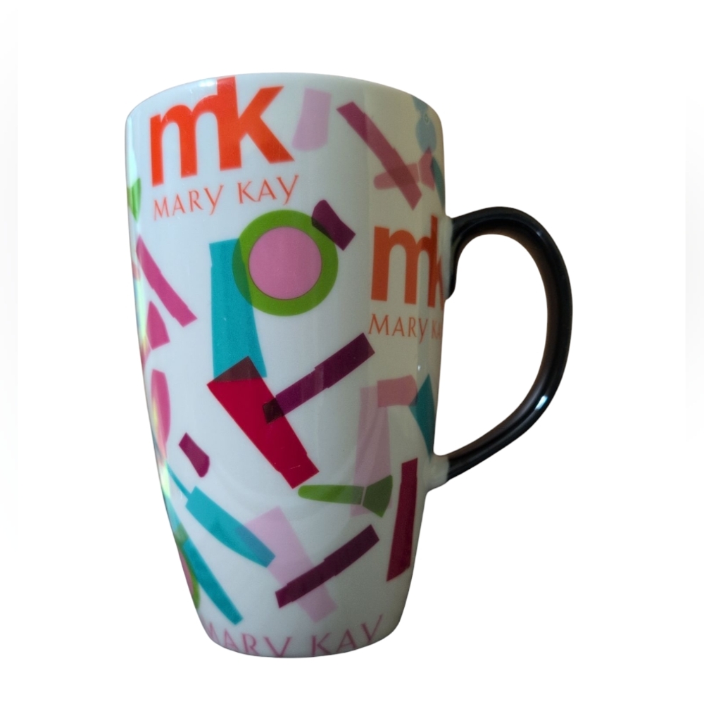 Mary Kay Tall Mug Black Handle Cosmetics Theme 2015 Collectors Cup